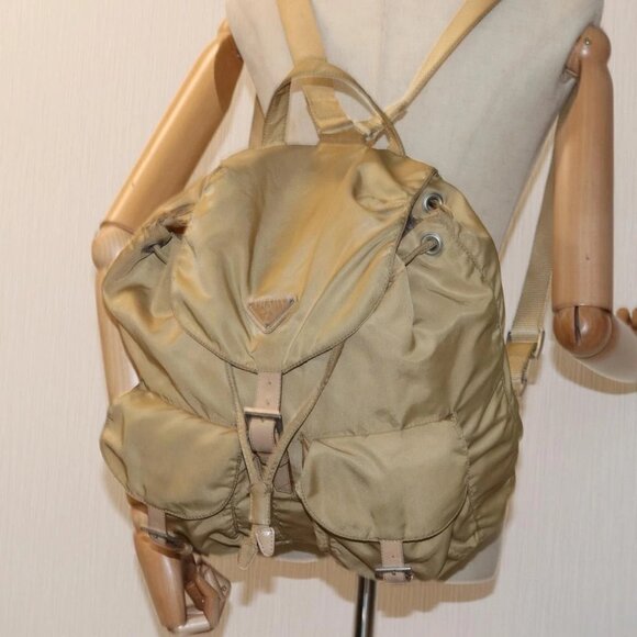PRADA Backpack Nylon Beige Auth 73873 - Picture 14 of 16